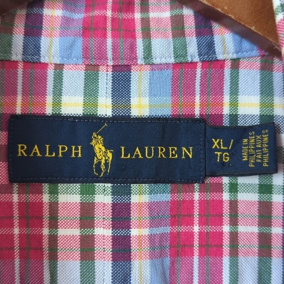 Ralph Lauren Classic Preppy Plaid Long Sleeve Button Down Shirt Hot Pink XL - Picture 4 of 12